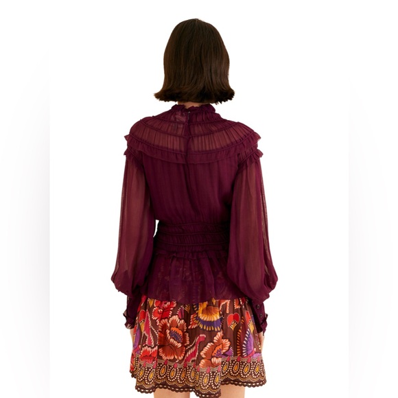 FARM RIO Burgundy Ruffled Blouse - Picture 16 of 16